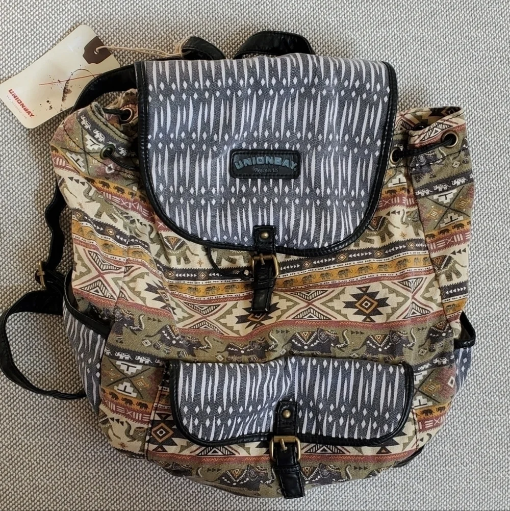 Union Bay Women's Brown & Black Geometric Print Backpack